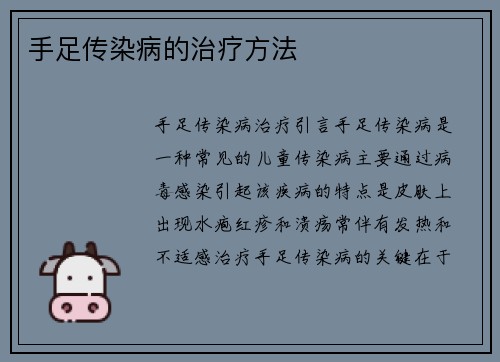 手足传染病的治疗方法